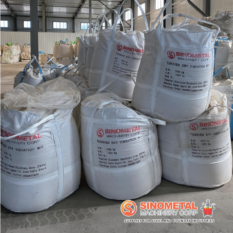 Tundish dry vibration mix